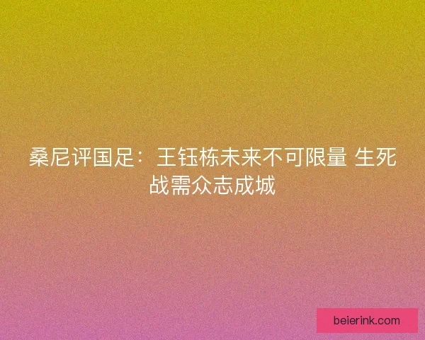 桑尼评国足：王钰栋未来不可限量 生死战需众志成城