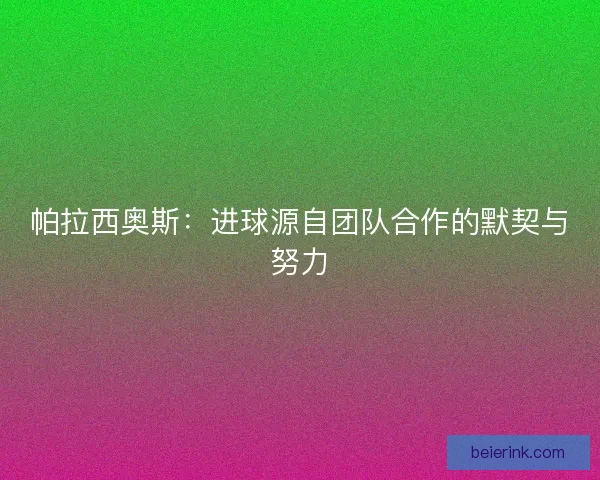 帕拉西奥斯：进球源自团队合作的默契与努力