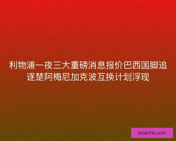 利物浦一夜三大重磅消息报价巴西国脚追逐楚阿梅尼加克波互换计划浮现