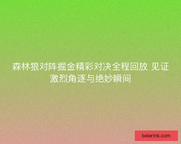 森林狼对阵掘金精彩对决全程回放 见证激烈角逐与绝妙瞬间